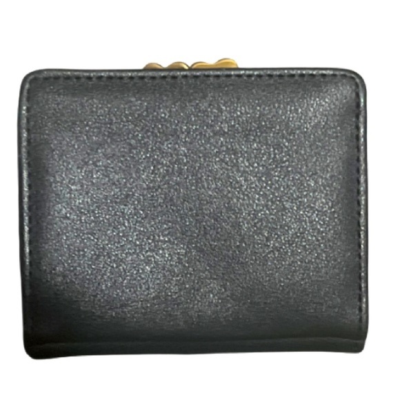 Olivia Miller Trifold KissLock Coin Purse Heart Shaped Clasps, Faux Leather, BLK - Picture 12 of 12